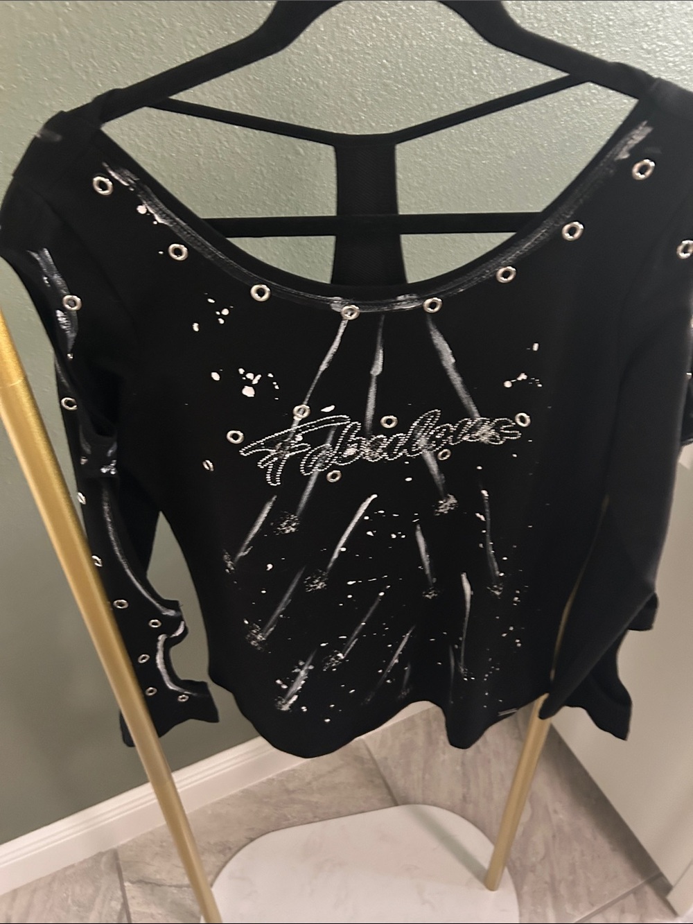 Fabulous Embellished Black Long Sleeve Top